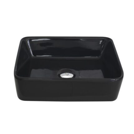 Glossy Black Rectangular Vessel Sink
