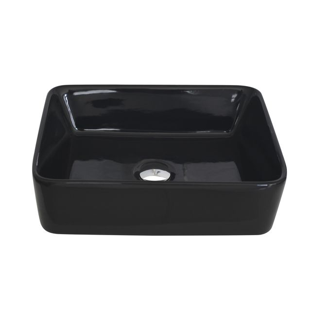 Glossy Black Rectangular Vessel Sink