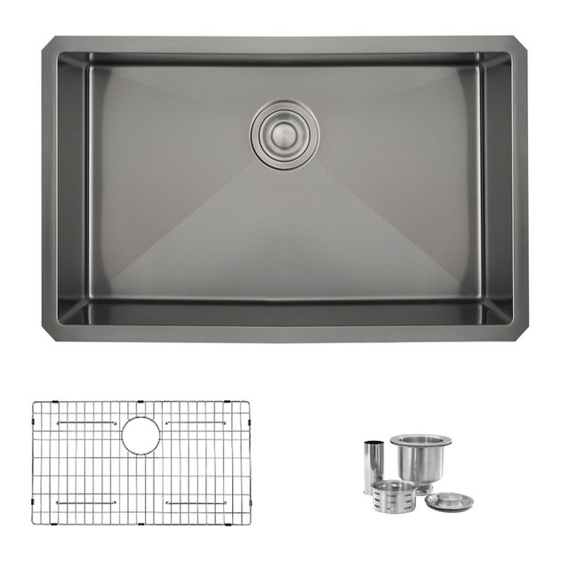 30 inch graphite black stainless steel kitchen sink