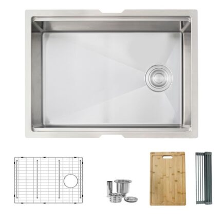 25 inch single bowl stainless steel workstation sink