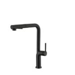 Matte black pull down kitchen faucet
