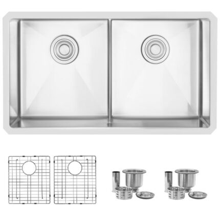32 inch undermount double bowl kitchen sink