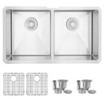 32 inch double bowl stainless steel kitchen sink