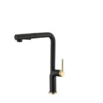 Matte black pull down kitchen faucet