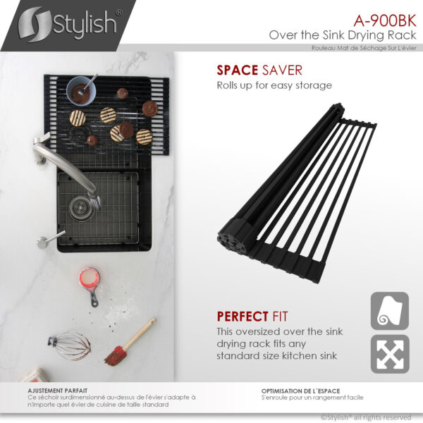 Stylish Drying Rack Black Sink Accessory, product view 3