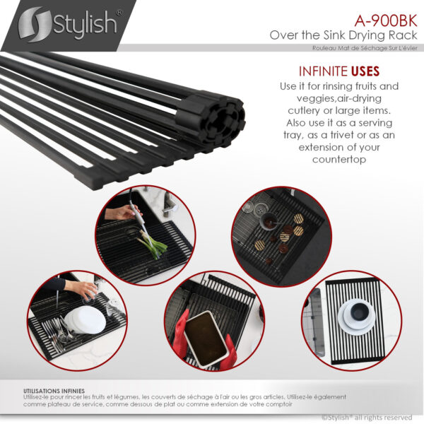 Stylish Drying Rack Black Sink Accessory, product view 7