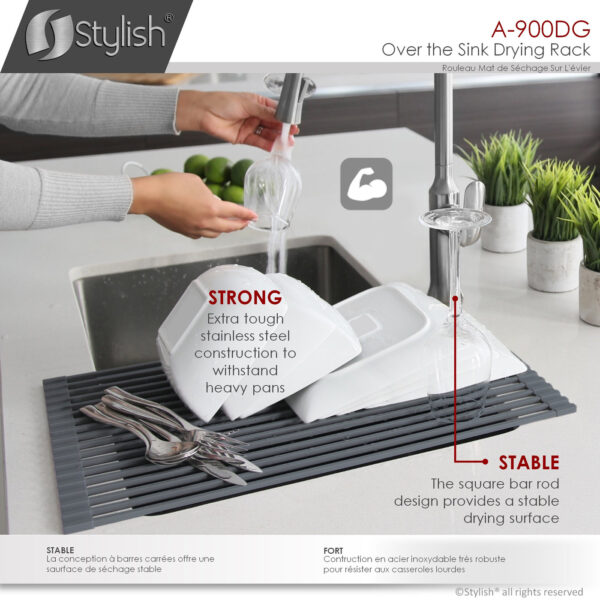 Stylish Drying Rack Dark Gray Sink Accessory, product view 5