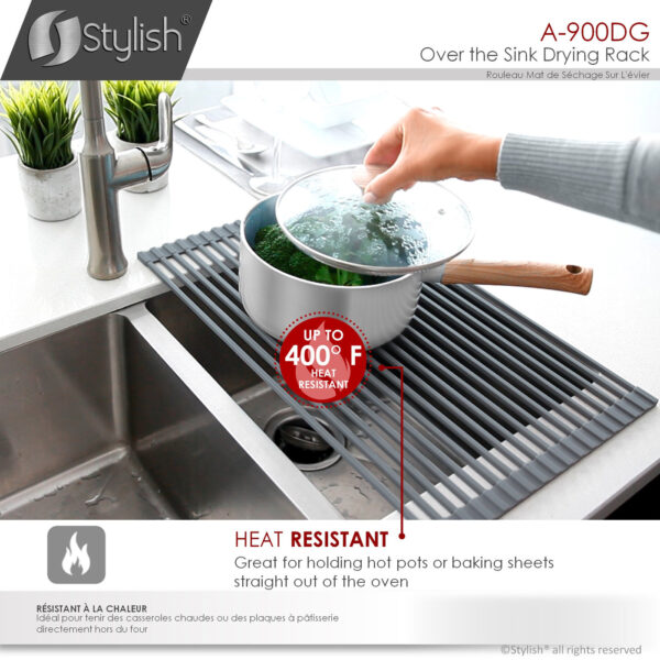 Stylish Drying Rack Dark Gray Sink Accessory, product view 6