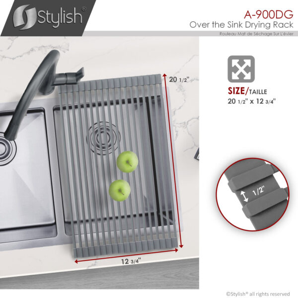 Stylish Drying Rack Dark Gray Sink Accessory, product view 7