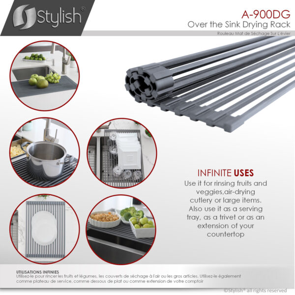 Stylish Drying Rack Dark Gray Sink Accessory, product view 8