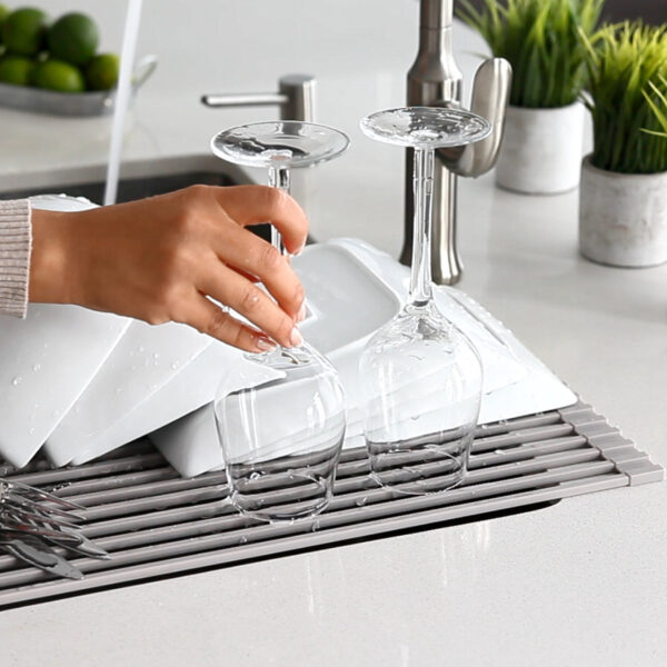 Stylish Drying Rack Gray Sink Accessory, product view 11