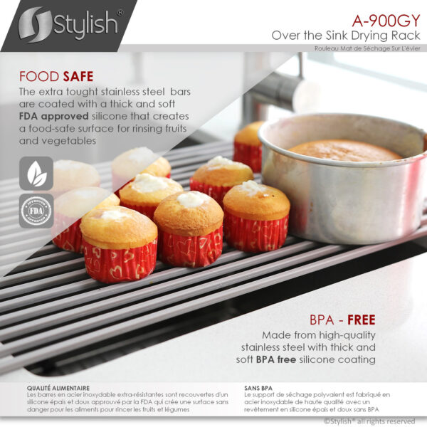 Stylish Drying Rack Gray Sink Accessory, product view 4