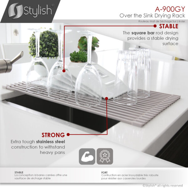 Stylish Drying Rack Gray Sink Accessory, product view 5
