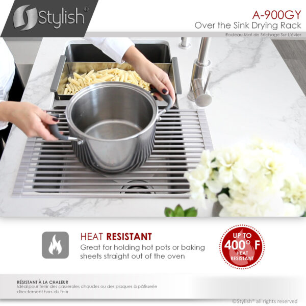 Stylish Drying Rack Gray Sink Accessory, product view 6
