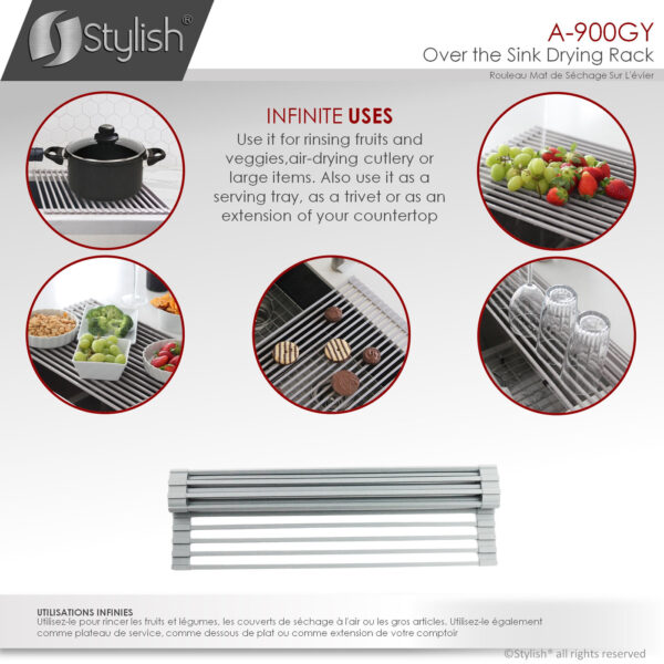 Stylish Drying Rack Gray Sink Accessory, product view 7