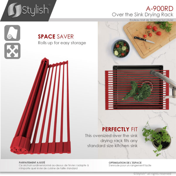 Stylish Drying Rack Red Sink Accessory, product view 3