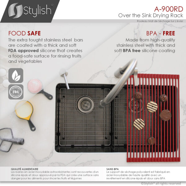 Stylish Drying Rack Red Sink Accessory, product view 4