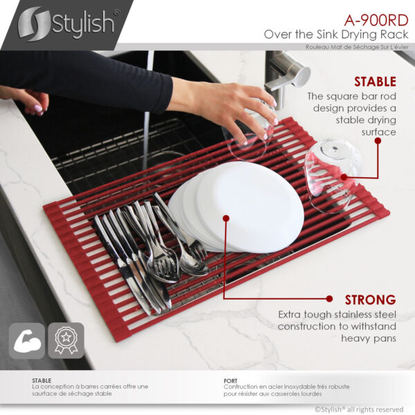 Stylish Drying Rack Red Sink Accessory, product view 5