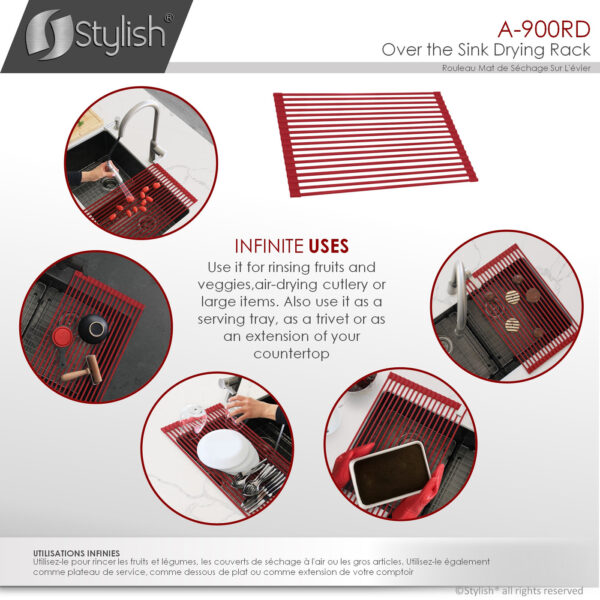 Stylish Drying Rack Red Sink Accessory, product view 7