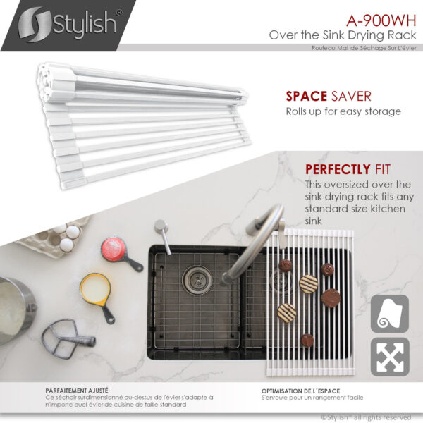 Stylish Drying Rack White Sink Accessory, product view 3