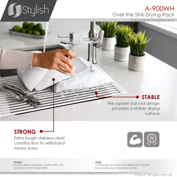 Stylish Drying Rack White Sink Accessory, product view 4