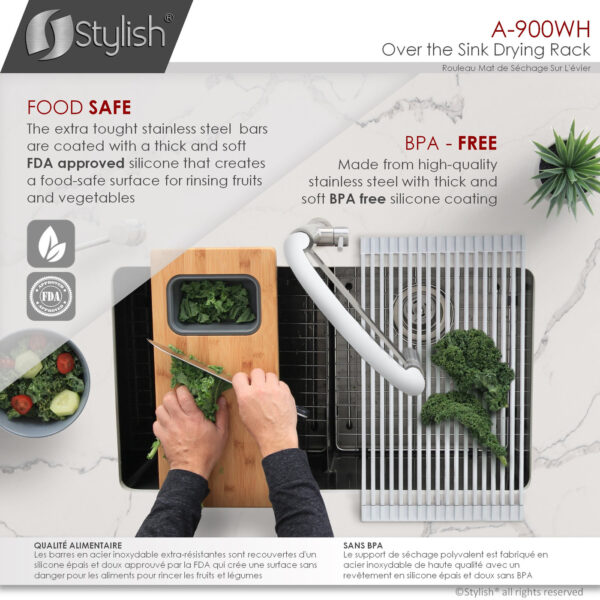 Stylish Drying Rack White Sink Accessory, product view 5