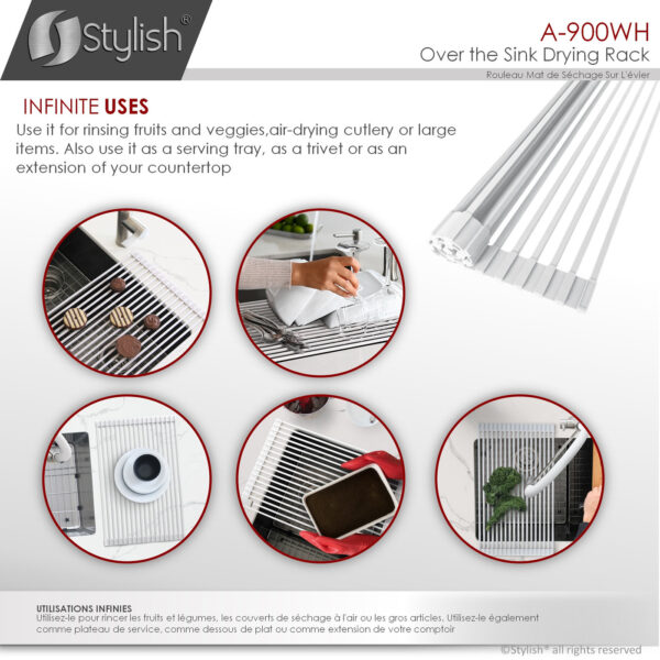 Stylish Drying Rack White Sink Accessory, product view 7