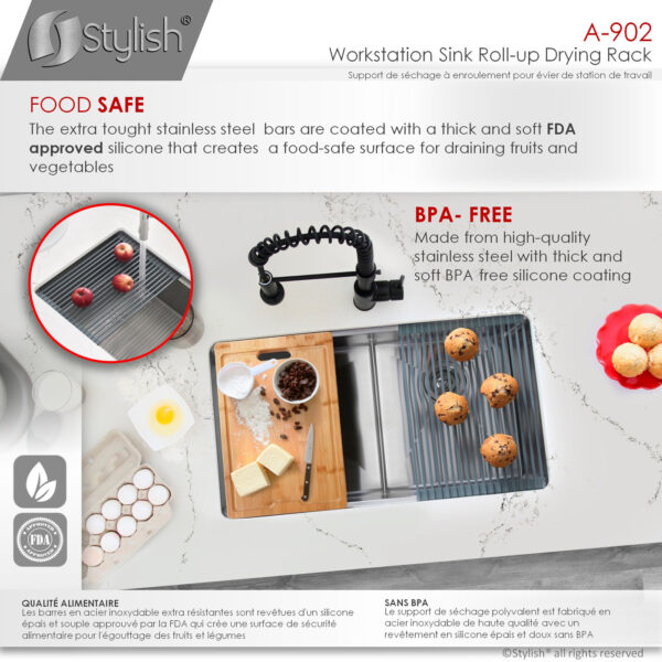 Stylish Drying Rack Dark Gray Sink Accessory, product view 3