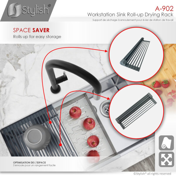 Stylish Drying Rack Dark Gray Sink Accessory, product view 6
