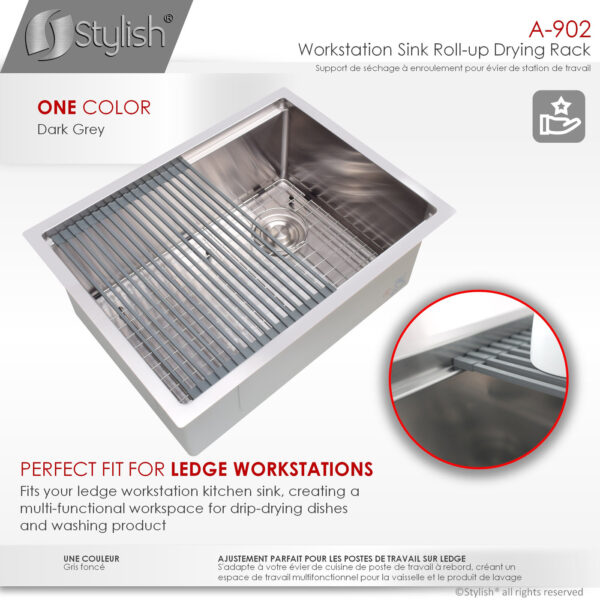 Stylish Drying Rack Dark Gray Sink Accessory, product view 8