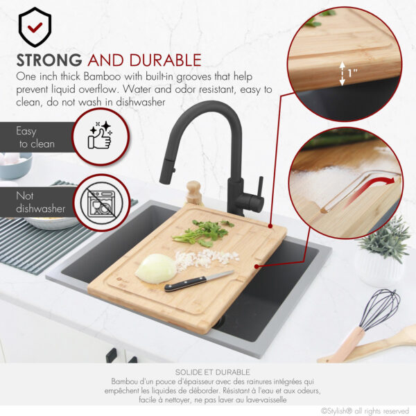 Stylish Bamboo Cutting Board Sink Accessory, product view 4