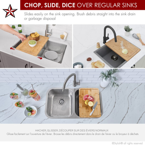 Stylish Bamboo Cutting Board Sink Accessory, product view 8