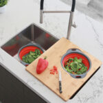 Stylish Over The Sink Large Cutting Board With Colander Set Sink Accessory, product view 1