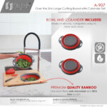 Stylish Over The Sink Large Cutting Board With Colander Set Sink Accessory, product view 3