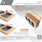 Stylish Over The Sink Serving Board With 3 Containers Sink Accessory, product view 4