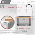 Stylish Over The Sink Serving Board With 3 Containers Sink Accessory, product view 7
