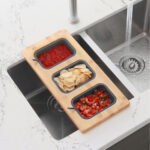 Stylish Over The Sink Serving Board With 3 Containers Sink Accessory, product view 9