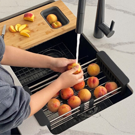 Stylish Adjustable Over The Sink Basket Sink Accessory, product view 1