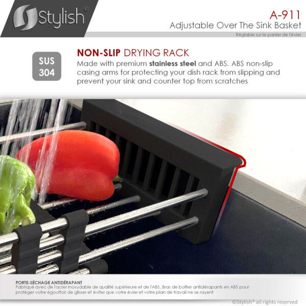 Stylish Adjustable Over The Sink Basket Sink Accessory, product view 7