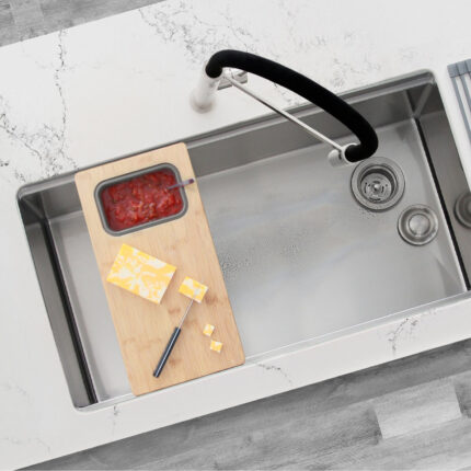 Stylish Workstation Cutting Board With 1 Container Sink Accessory, product view 1