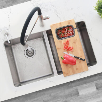 Stylish Over The Sink Cutting Board With 1 Container Sink Accessory, product view 1