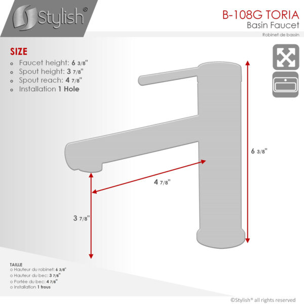 Stylish Toria Bathroom Faucet, product view 4