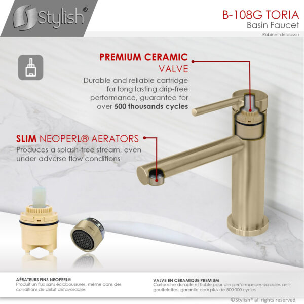 Stylish Toria Bathroom Faucet, product view 6
