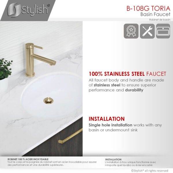Stylish Toria Bathroom Faucet, product view 8