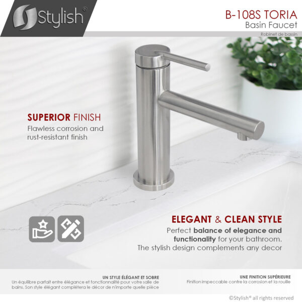 Stylish Toria Bathroom Faucet, product view 3