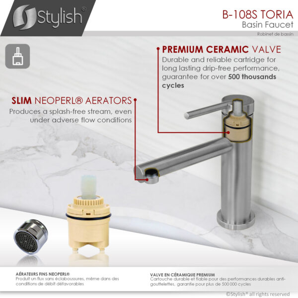 Stylish Toria Bathroom Faucet, product view 6