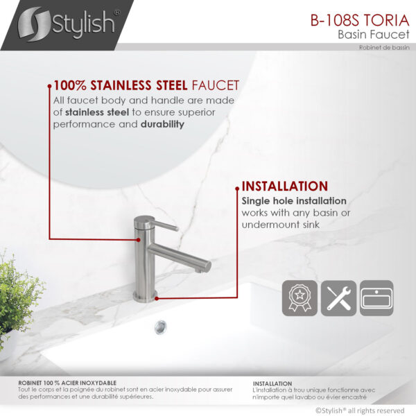 Stylish Toria Bathroom Faucet, product view 8