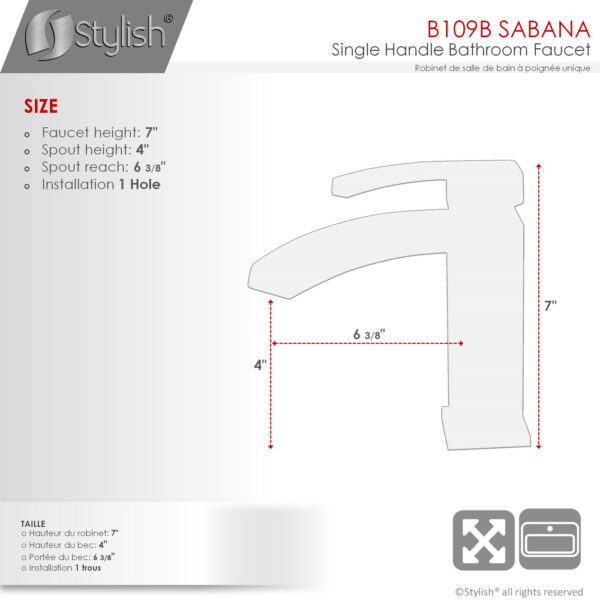 Stylish Sabana Bathroom Faucet, product view 4