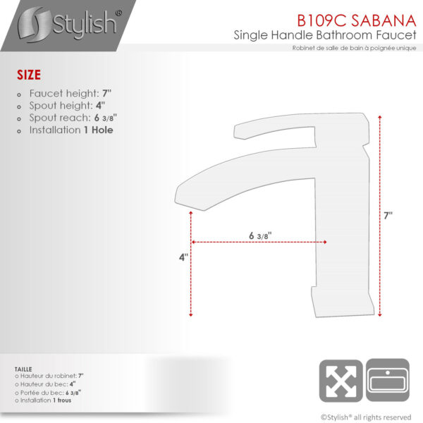 Stylish Sabana Bathroom Faucet, product view 4