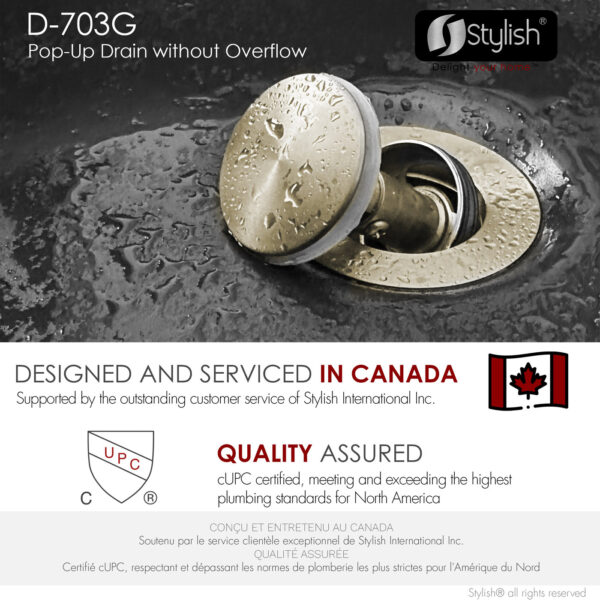 Stylish Pop-Up Drain Set Vessel Sink Without Overflow Bathroom Sink Drain, product view 7